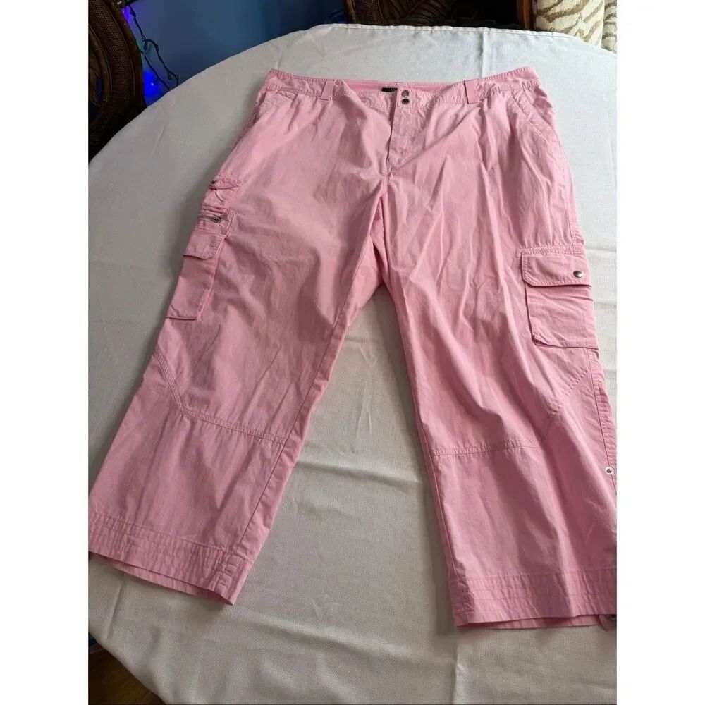 Lauren Ralph Lauren Vintage Women’s Pink Y2K Cropped Cargo Pants Plus Size 22W